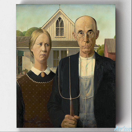 American Gothic (Grant Wood) - 12x16in