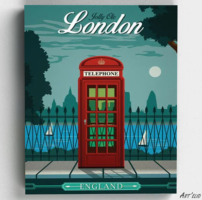 Red Cab & City Lights from London - 12x16in