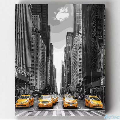 Les taxis jaunes de New York - 30x40cm