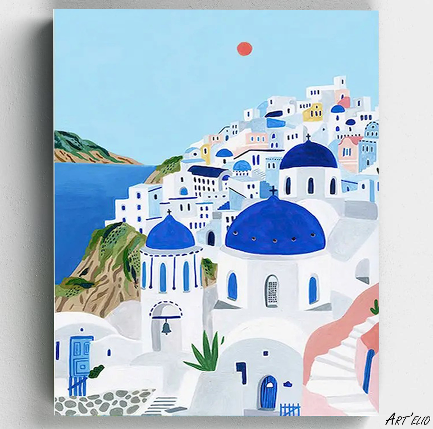 Santorini - 12x16in